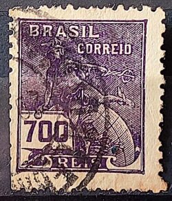 Selo Regular Cod RHM 288 Vovo Mercurio e Globo 700 Reis Filigrana K 1931 Circulado 15