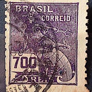 Selo Regular Cod RHM 288 Vovo Mercurio e Globo 700 Reis Filigrana K 1931 Circulado 15