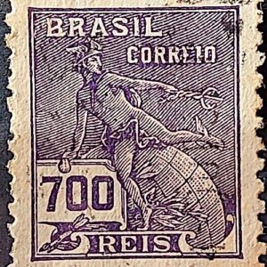Selo Regular Cod RHM 288 Vovo Mercurio e Globo 700 Reis Filigrana K 1931 Circulado 16