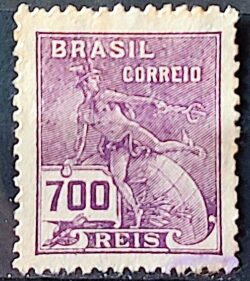 Selo Regular Cod RHM 288 Vovo Mercurio e Globo 700 Reis Filigrana K 1931 Circulado 2