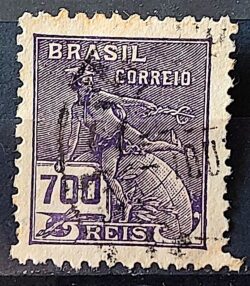 Selo Regular Cod RHM 288 Vovo Mercurio e Globo 700 Reis Filigrana K 1931 Circulado 3