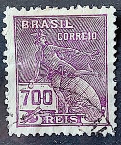 Selo Regular Cod RHM 288 Vovo Mercurio e Globo 700 Reis Filigrana K 1931 Circulado 4