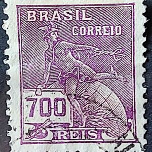 Selo Regular Cod RHM 288 Vovo Mercurio e Globo 700 Reis Filigrana K 1931 Circulado 4