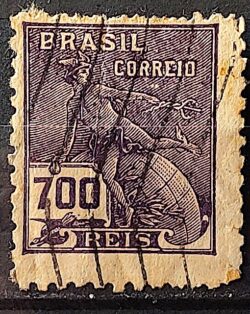 Selo Regular Cod RHM 288 Vovo Mercurio e Globo 700 Reis Filigrana K 1931 Circulado 5