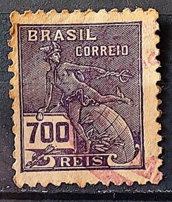 Selo Regular Cod RHM 288 Vovo Mercurio e Globo 700 Reis Filigrana K 1931 Circulado 6