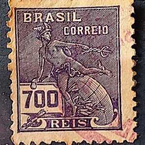 Selo Regular Cod RHM 288 Vovo Mercurio e Globo 700 Reis Filigrana K 1931 Circulado 6