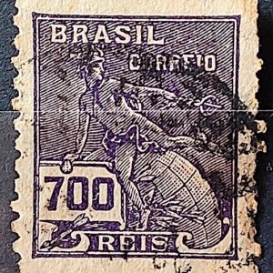 Selo Regular Cod RHM 288 Vovo Mercurio e Globo 700 Reis Filigrana K 1931 Circulado 7