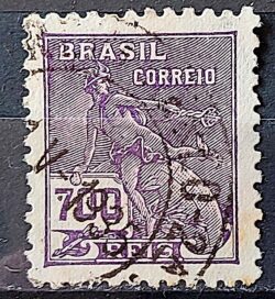 Selo Regular Cod RHM 288 Vovo Mercurio e Globo 700 Reis Filigrana K 1931 Circulado 8