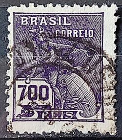 Selo Regular Cod RHM 288 Vovo Mercurio e Globo 700 Reis Filigrana K 1931 Circulado 9