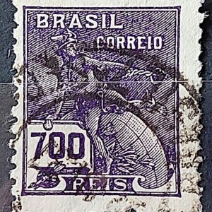 Selo Regular Cod RHM 288 Vovo Mercurio e Globo 700 Reis Filigrana K 1931 Circulado 9