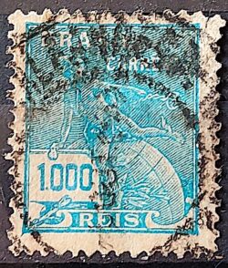 Selo Regular Cod RHM 289 Vovo Mercurio e Globo 1000 Reis Filigrana K 1931 Circulado 11