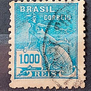 Selo Regular Cod RHM 289 Vovo Mercurio e Globo 1000 Reis Filigrana K 1931 Circulado 15