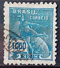 Selo Regular Cod RHM 289 Vovo Mercurio e Globo 1000 Reis Filigrana K 1931 Circulado 3