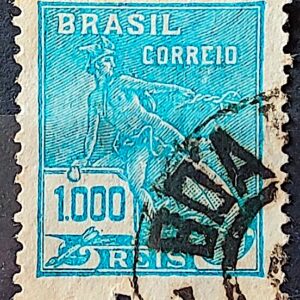 Selo Regular Cod RHM 289 Vovo Mercurio e Globo 1000 Reis Filigrana K 1931 Circulado 6