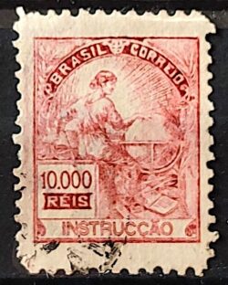 Selo Regular Cod RHM 292 Vovo Instrucao 10000 Reis Filigrana F 1932 Dent 11,75 Circulado Nao Catalogado