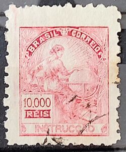 Selo Regular Cod RHM 292 Vovo Instrucao 10000 Reis Filigrana F 1932 Dent 9,25 Circulado Nao Catalogado 1
