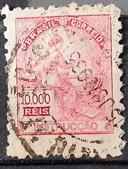 Selo Regular Cod RHM 292 Vovo Instrucao 10000 Reis Filigrana F 1932 Dent 9,25 Circulado Nao Catalogado 4