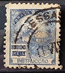 Selo Regular Cod RHM 294 Vovo Instrucao 2000 Reis Filigrana L 1934 Circulado 1
