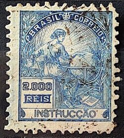 Selo Regular Cod RHM 294 Vovo Instrucao 2000 Reis Filigrana L 1934 Circulado 11