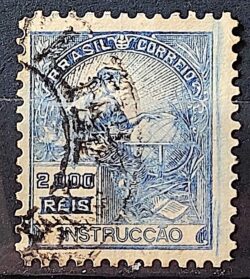 Selo Regular Cod RHM 294 Vovo Instrucao 2000 Reis Filigrana L 1934 Circulado 12