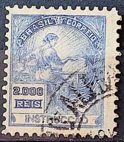 Selo Regular Cod RHM 294 Vovo Instrucao 2000 Reis Filigrana L 1934 Circulado 13