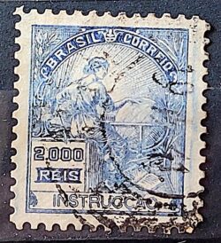 Selo Regular Cod RHM 294 Vovo Instrucao 2000 Reis Filigrana L 1934 Circulado 15