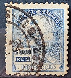 Selo Regular Cod RHM 294 Vovo Instrucao 2000 Reis Filigrana L 1934 Circulado 16