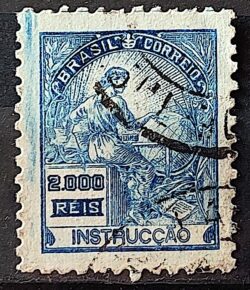 Selo Regular Cod RHM 294 Vovo Instrucao 2000 Reis Filigrana L 1934 Circulado 17