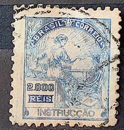 Selo Regular Cod RHM 294 Vovo Instrucao 2000 Reis Filigrana L 1934 Circulado 19