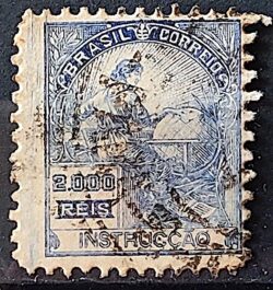 Selo Regular Cod RHM 294 Vovo Instrucao 2000 Reis Filigrana L 1934 Circulado 2