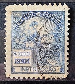 Selo Regular Cod RHM 294 Vovo Instrucao 2000 Reis Filigrana L 1934 Circulado 20