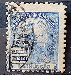 Selo Regular Cod RHM 294 Vovo Instrucao 2000 Reis Filigrana L 1934 Circulado 22