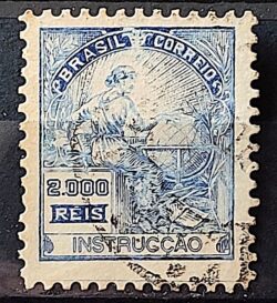 Selo Regular Cod RHM 294 Vovo Instrucao 2000 Reis Filigrana L 1934 Circulado 24