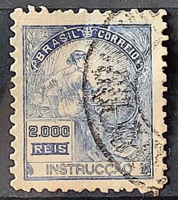 Selo Regular Cod RHM 294 Vovo Instrucao 2000 Reis Filigrana L 1934 Circulado 4