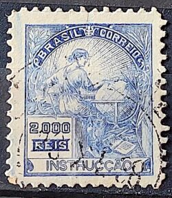 Selo Regular Cod RHM 294 Vovo Instrucao 2000 Reis Filigrana L 1934 Circulado 8