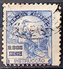 Selo Regular Cod RHM 294Es Vovo Instrucao 2000 Reis Sem Filigrana L Dent 11 12 1934 Circulado 21 Picote Deslocado