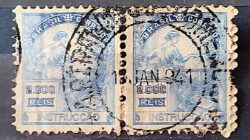 Selo Regular Cod RHM 294Es Vovo Instrucao 2000 Reis Sem Filigrana L Dent 11 12 1934 Circulado Par 1