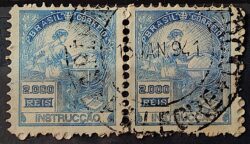 Selo Regular Cod RHM 294Es Vovo Instrucao 2000 Reis Sem Filigrana L Dent 11 12 1934 Circulado Par 2