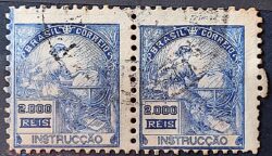 Selo Regular Cod RHM 294Es Vovo Instrucao 2000 Reis Sem Filigrana L Dent 11 12 1934 Circulado Par 3