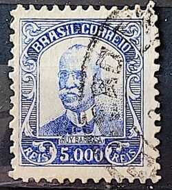 Selo Regular Cod RHM 295Es Vovo Ruy Barbosa 5000 Reis Sem Filigrana L Dent 11 12 1934 Circulado 2