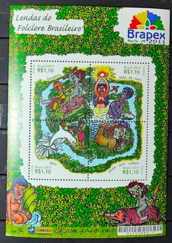 B 164 Bloco Lendas do Folclore Brasileiro Boto Indio Curupira Mula Sem Cabeca Brapex 2011