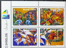 C 2250 Selo Descobrimento do Brasil Arte Indio Portugal 2000 Vinheta 500 Anos