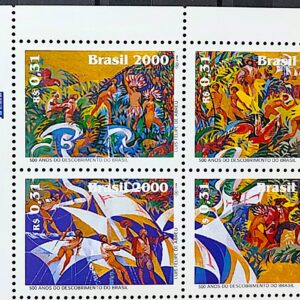 C 2250 Selo Descobrimento do Brasil Arte Indio Portugal 2000 Vinheta 500 Anos