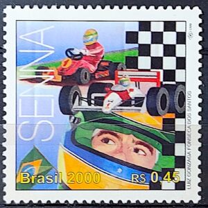 C 2259 Selo 500 Anos Descobrimento do Brasil 2000 Ayrton Senna Carro Formula 1 Kart