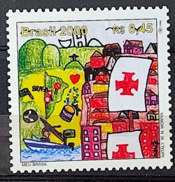 C 2266 Selo 500 Anos Descobrimento do Brasil 2000 Mapa Navio Bandeira Brasilia