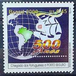 C 2274 Selo 500 Anos Descobrimento do Brasil 2000 Porto Seguro Navio Mapa Portugal
