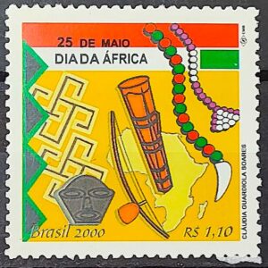 C 2281 Selo Dia da Africa Cultura Afro Berimbau Tambor Musica Mapa 2000