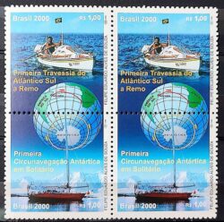 C 2282 Selo Travessia Atlantico Sul Amyr Klink Parati Navio Bandeira Mapa Antartica 2000 Quadra Serie Completa