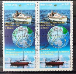 C 2282 Selo Travessia Atlantico Sul Amyr Klink Parati Navio Bandeira Mapa Antartica 2000 Quadra CBC RJ