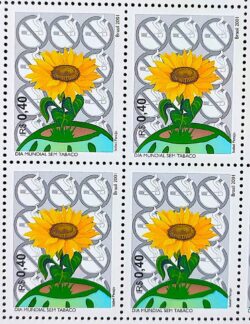 C 2380 Selo Dia Mundial Sem Tabaco Flor 2001 Quadra